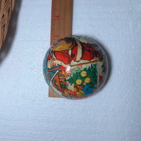 Vintage West German Paper Maché Candy Container Ball Ornaments Lot Of 5